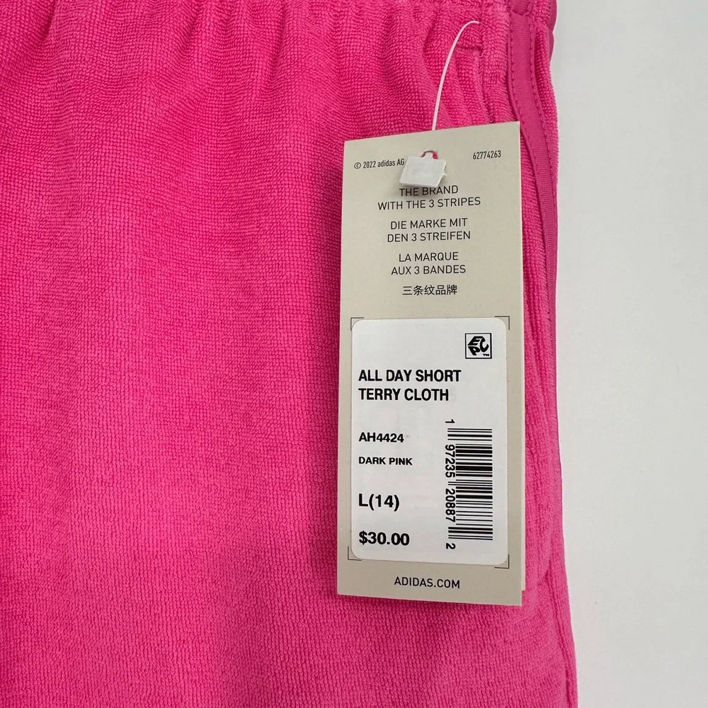 Adidas Polo Tank and All Day Short in Dark Pink Terry Cloth size Girls Large/14
